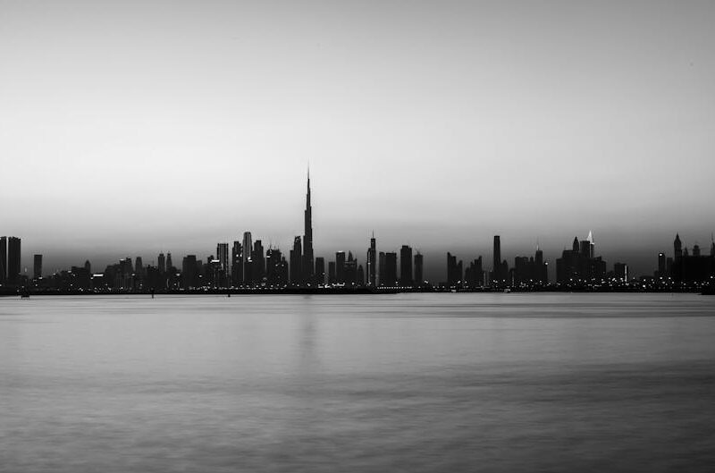 City Architecture - A breathtaking black and white view of Dubai's i #11370461