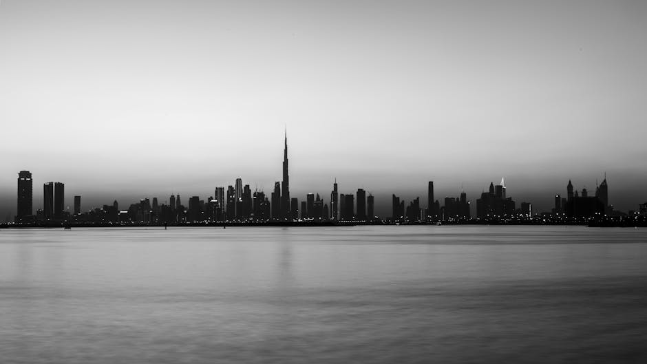 City Architecture - A breathtaking black and white view of Dubai's i #11370461