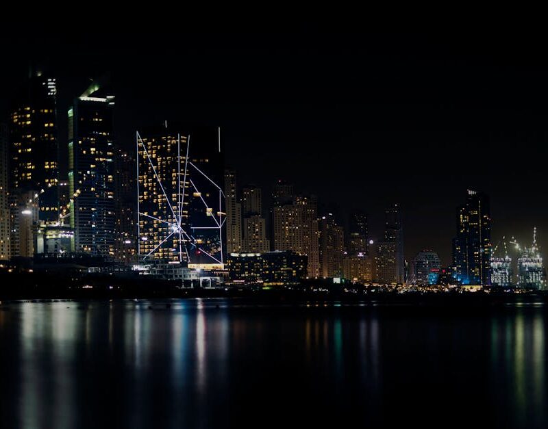 City Architecture - Captivating night view of Dubai's skyline reflec #1468094