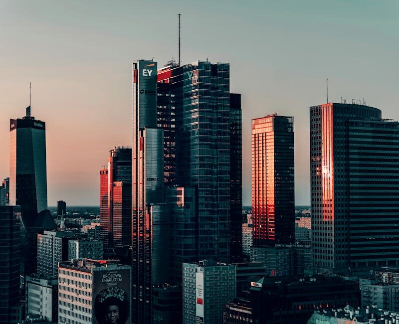 City Architecture - A stunning view of Warsaw's modern office buildi #17071359