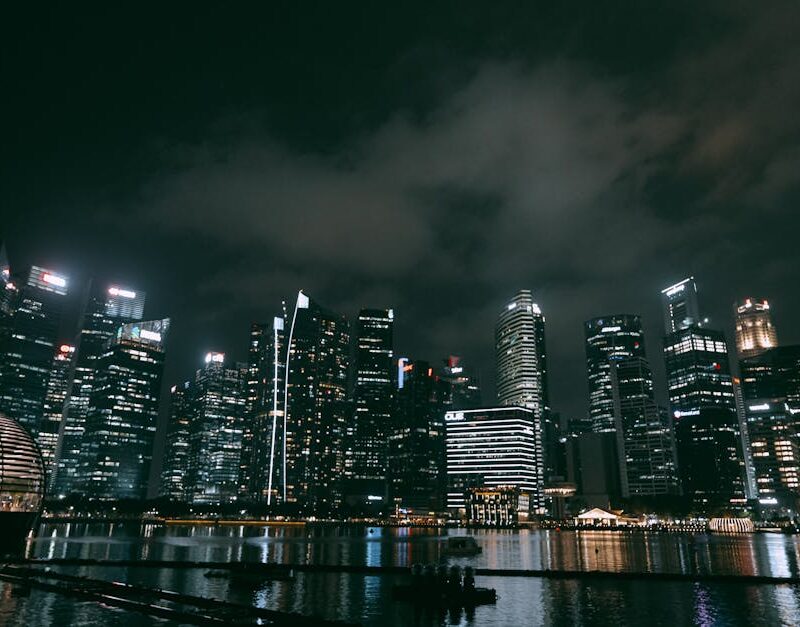 City Architecture - A stunning view of Singapore's skyline at night #18095413