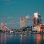 City Architecture - Stunning view of Buenos Aires skyline with Puent #20716763