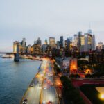 City Architecture - Stunning aerial view of Manhattan skyline with c #24589159