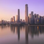City Architecture - Stunning view of Guangzhou's skyline at sunset, #25865508
