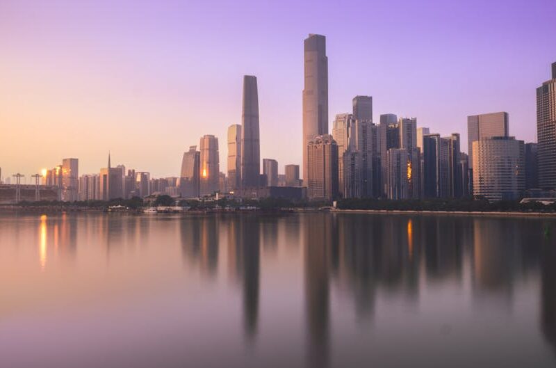 City Architecture - Stunning view of Guangzhou's skyline at sunset, #25865508