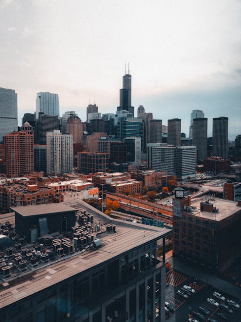 City Architecture - Stunning aerial view of Chicago skyline with the #29074492
