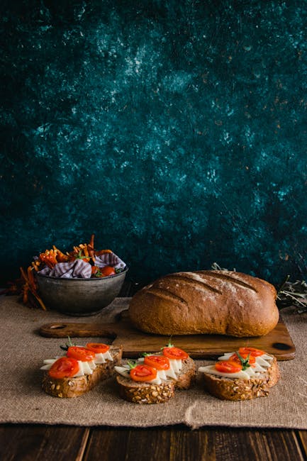 Food Aesthetics - Delicious bread with tomato-topped bruschetta on #30876234