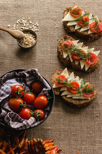 Food Aesthetics - Delicious multi-grain bread with cheese, tomatoe #30876303
