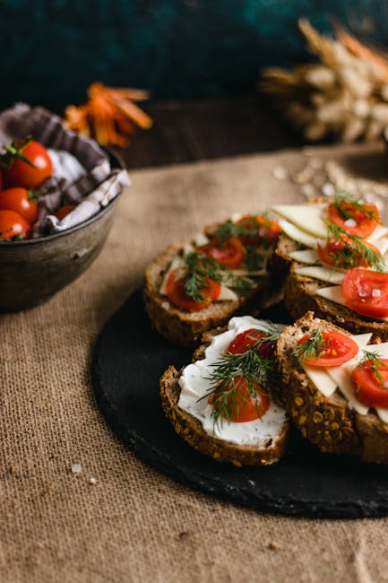 Food Aesthetics - Delicious multigrain bread topped with feta chee #30876393