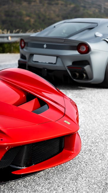 Luxury Cars - Stylish red and silver luxury sports cars parked #31078741