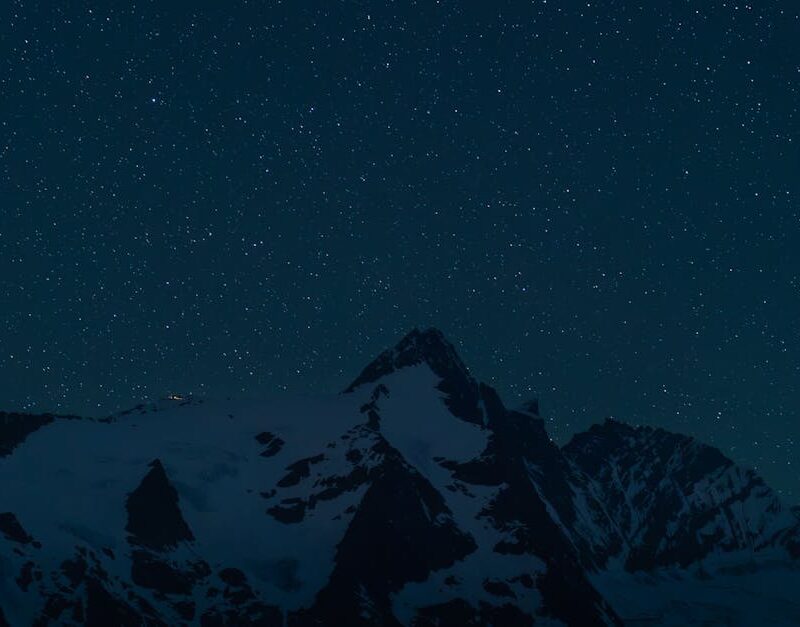 Mountain Landscapes - Beautiful starry night sky above snowy mountain #33600755