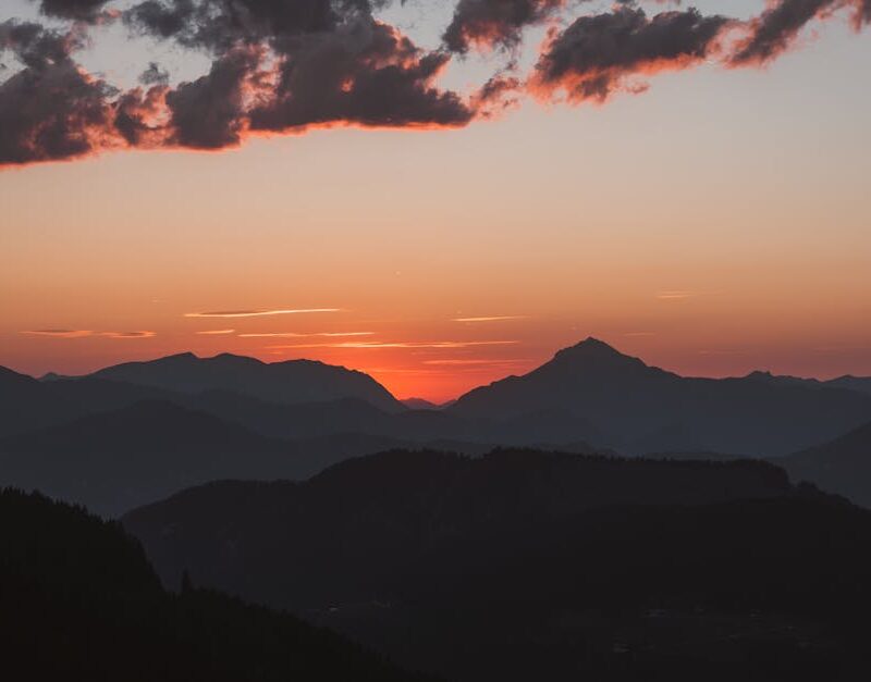 Mountain Landscapes - Breathtaking view of the mountains silhouetted a #33895879