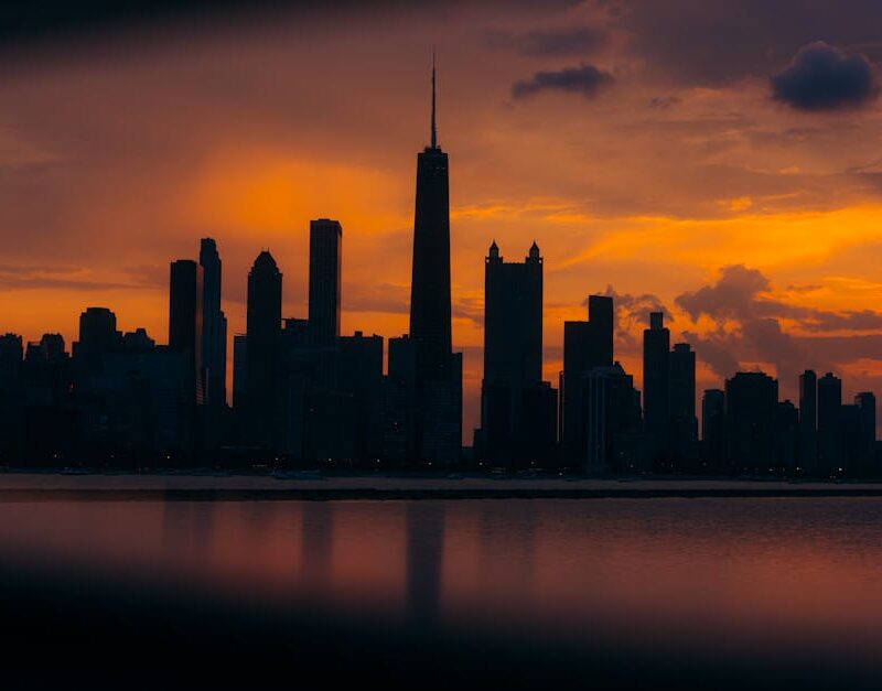 City Architecture - Stunning silhouette of the Chicago skyline with #33927958