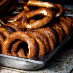 Food Aesthetics - A tray of freshly baked simits, a traditional Tu #34377837