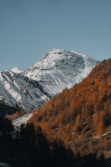 Mountain Landscapes - Beautiful snow-capped mountain surrounded by aut #35116850