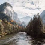 Mountain Landscapes - Stunning view of a river winding through Alpine #35927211