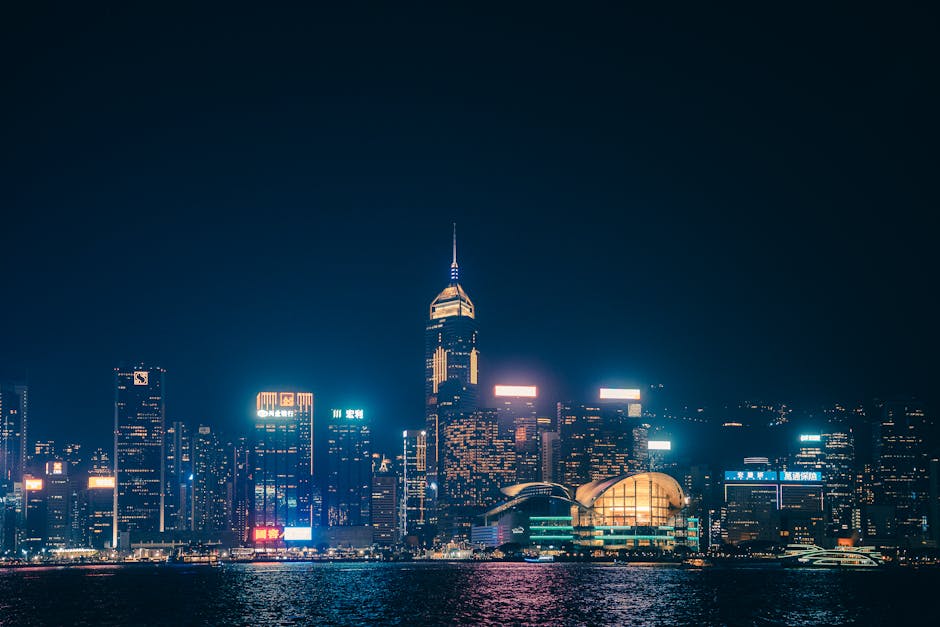 City Architecture - A captivating view of Hong Kong's skyline illumi #36011555