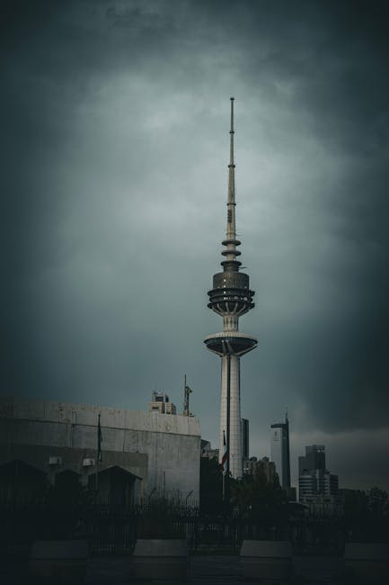 City Architecture - Iconic view of Kuwait's Liberation Tower under d #36143220