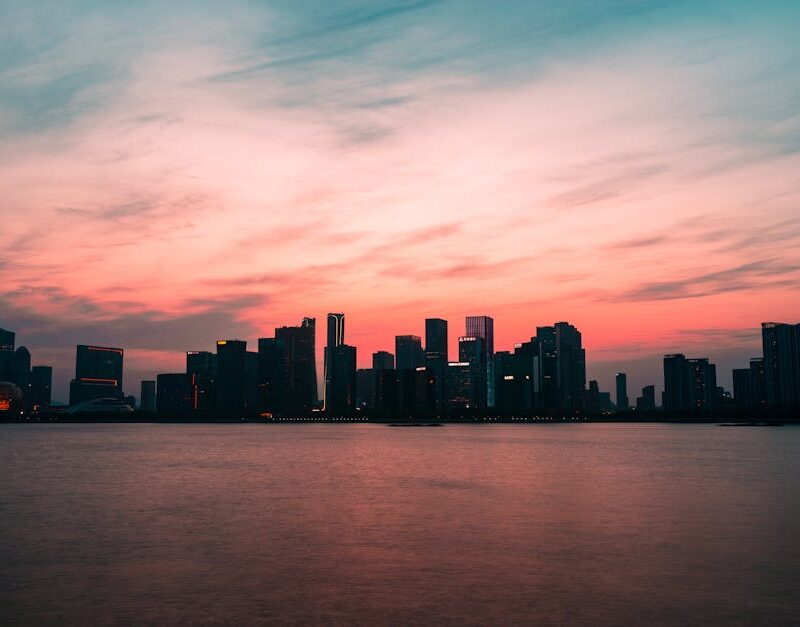 City Architecture - Modern city with skyscrapers against amazing pin #4138542