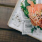 Food Aesthetics - Close-up of fresh salmon sashimi garnished with #4815267