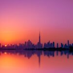 City Architecture - Stunning view of Dubai cityscape at sunset, feat #6710503